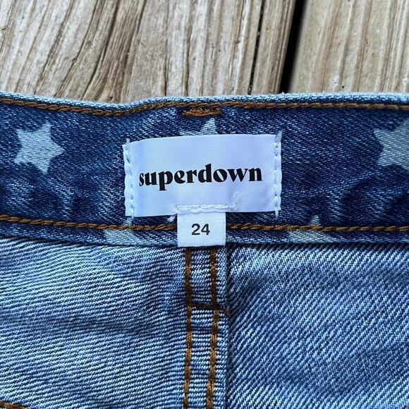 Superdown Kenzie Star Denim Shorts Light Blue Wash Size 24 - Picture 10 of 13